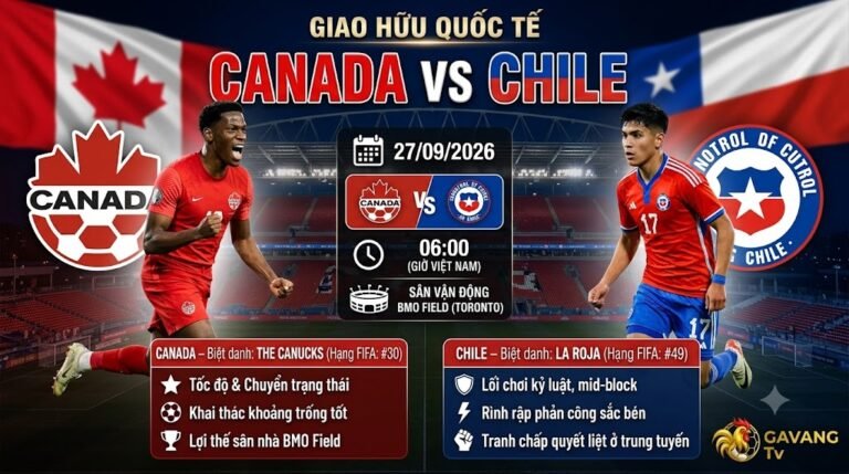 Banner nhận định trận đấu Canada vs Chile giao hữu quốc tế ngày 27/09/2026 tại BMO Field trên Gavang TV